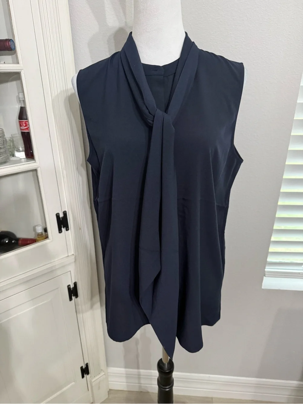 Tory Burch Dark Navy Sleeveless Scarf-Neck Camisole